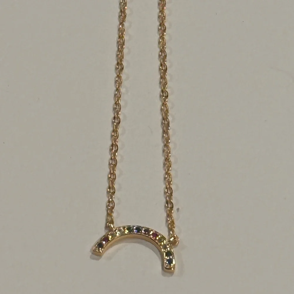 Elegant Gold Rainbow Pendant Necklace